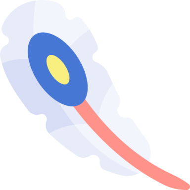 a blue and yellow circle on a white background