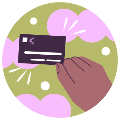 an illustration of a hand holding a credit card