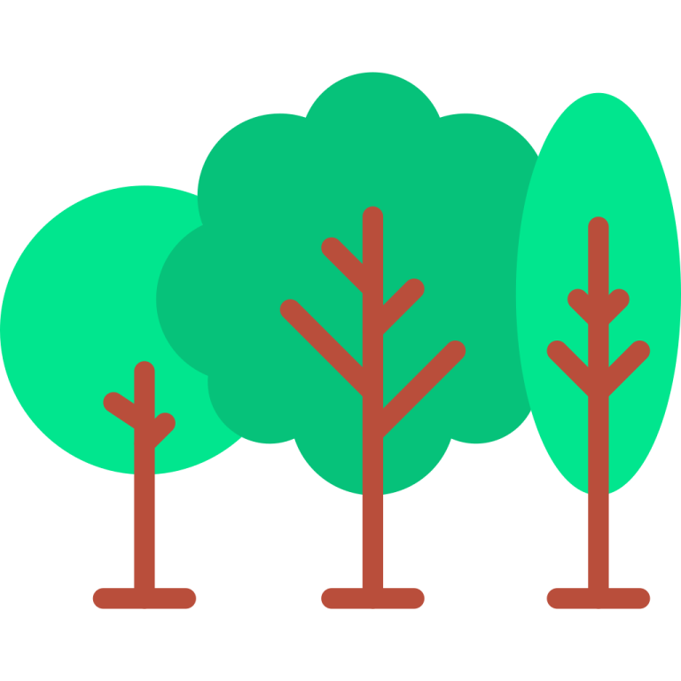 three trees with arrows pointing in different directions