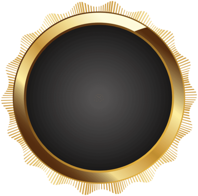 a gold medal with a black background