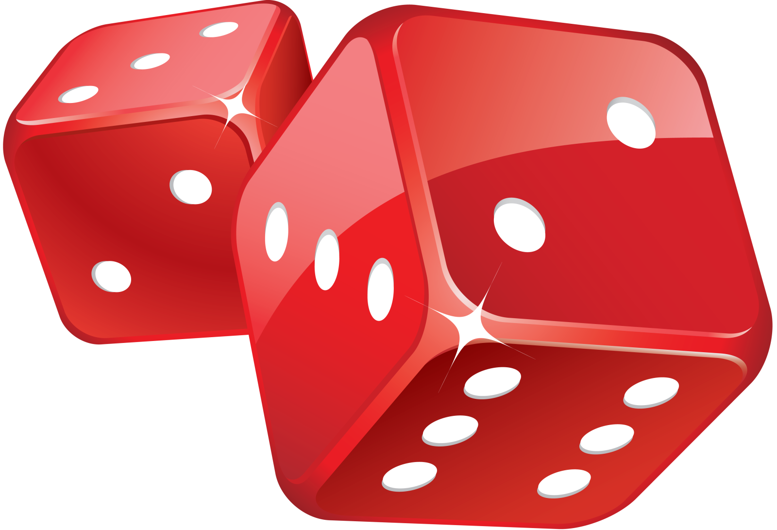 two red dice on white background