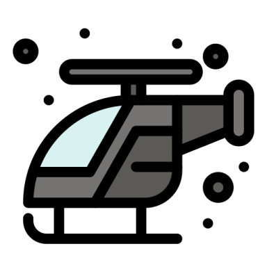 a black and white helicopter icon