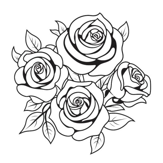 a bouquet of roses coloring page