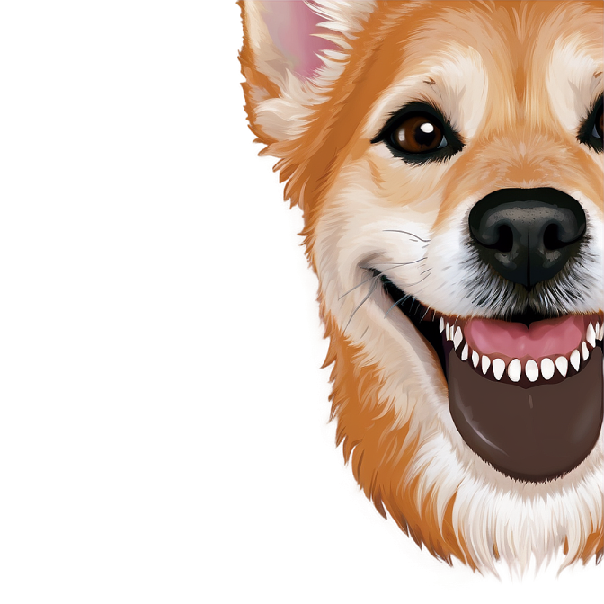 an illustration of a dog with its mouth open