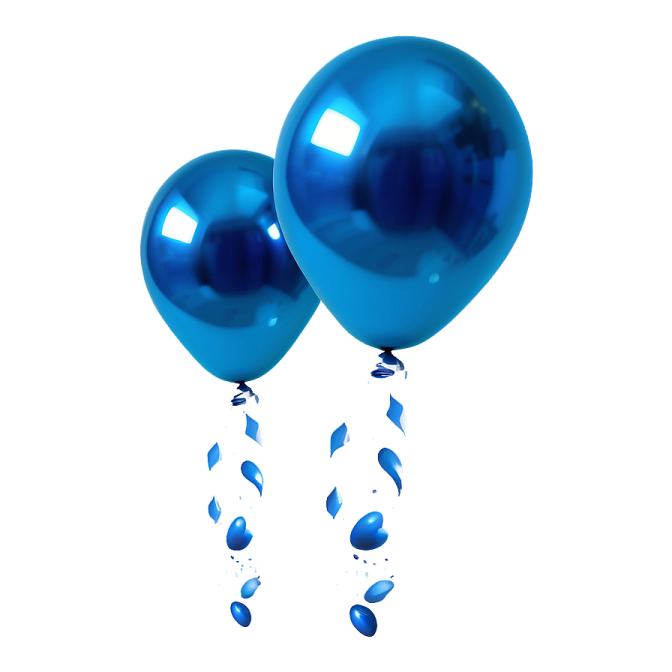 a bunch of blue balloons on a white background