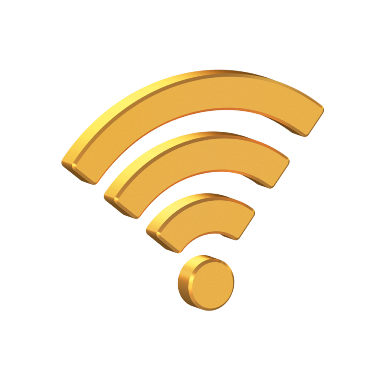 a golden wi symbol on a white background