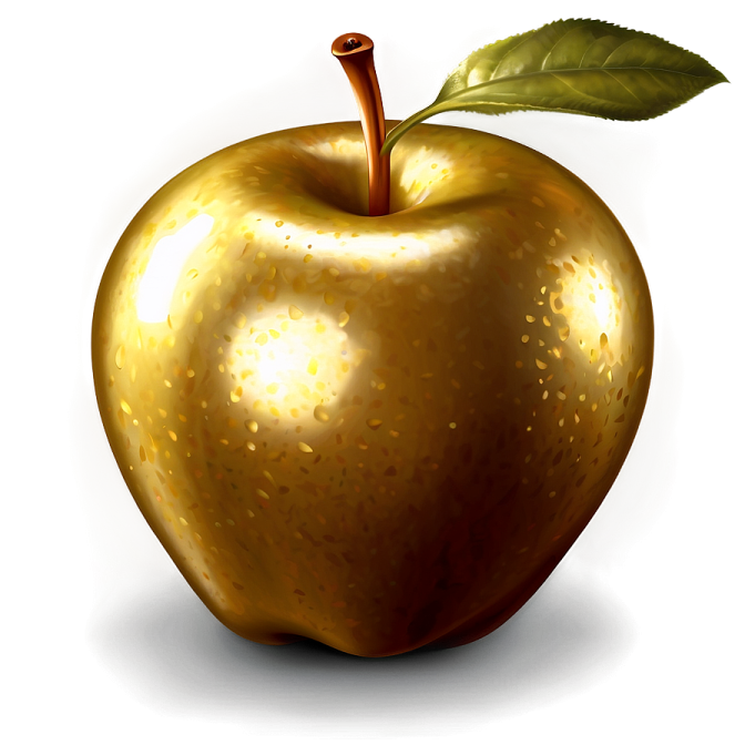 an apple with a leaf on top of it