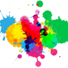 colorful paint splashs on white background