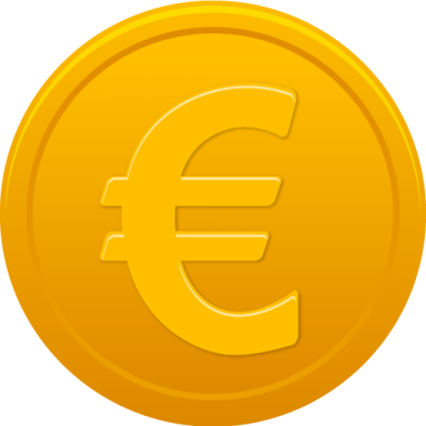 a gold coin with the euro symbol