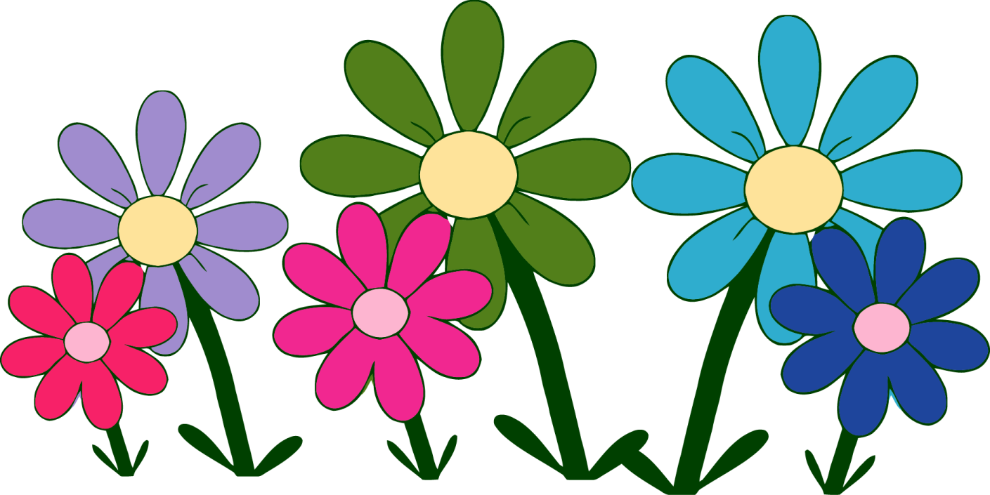three colorful flowers clipart