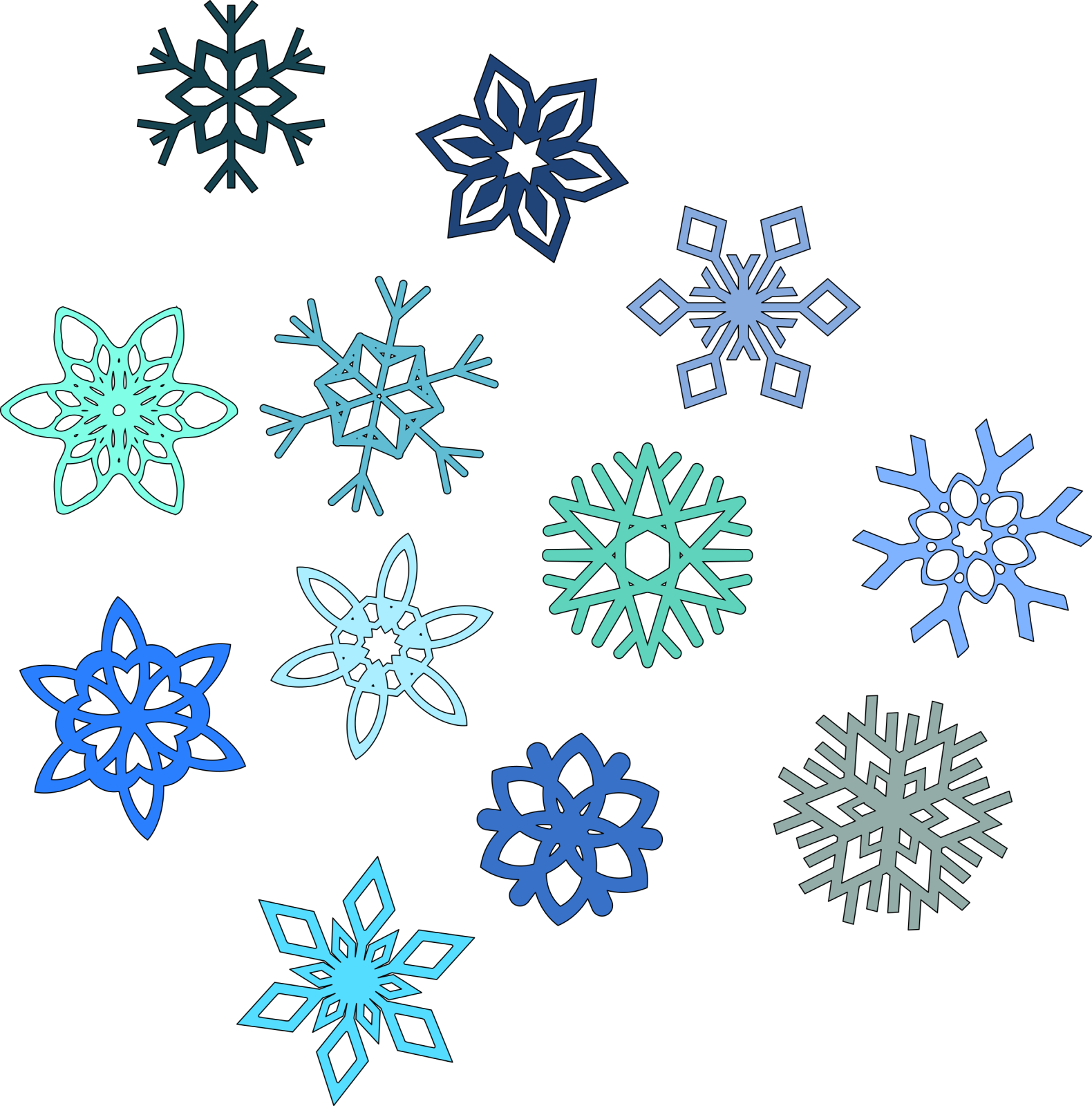 a set of six snowfls