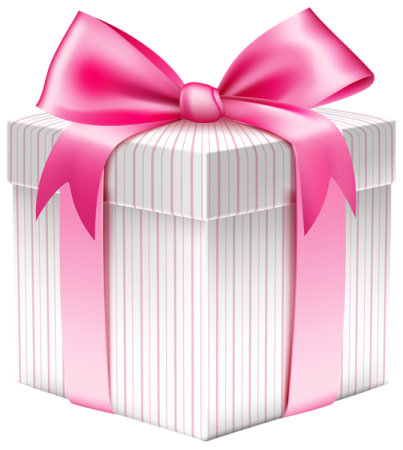 a pink gift box with a bow