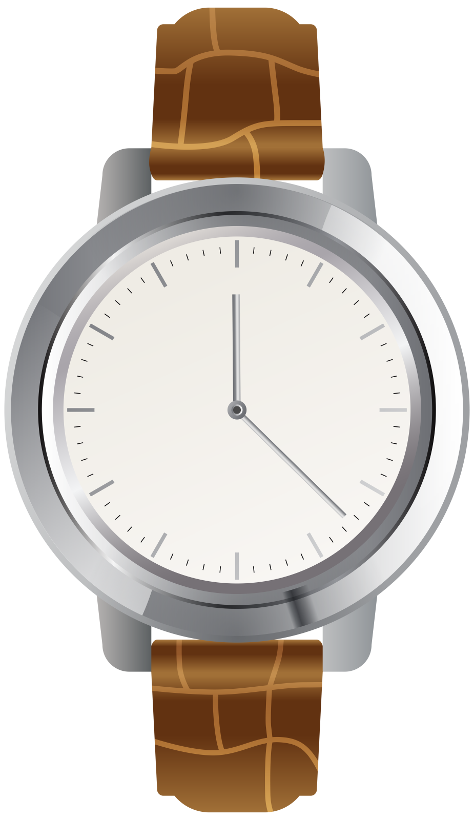 a watch with brown leather strap