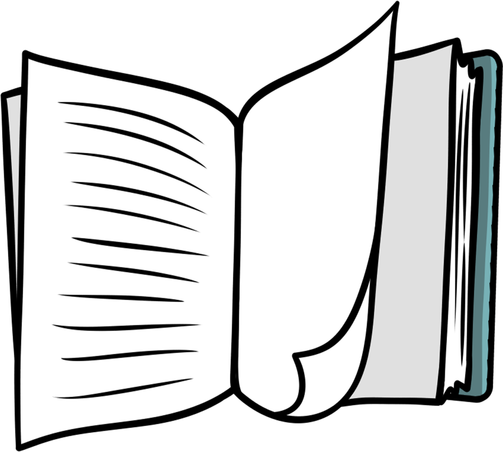 an open book on a white background