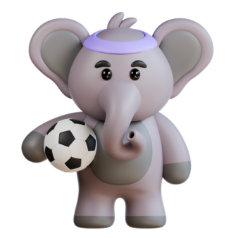 an elephant is holding a soccer ball