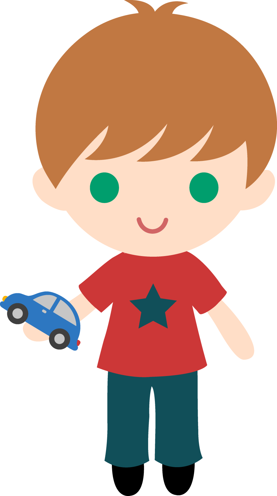 a boy holding a toy car