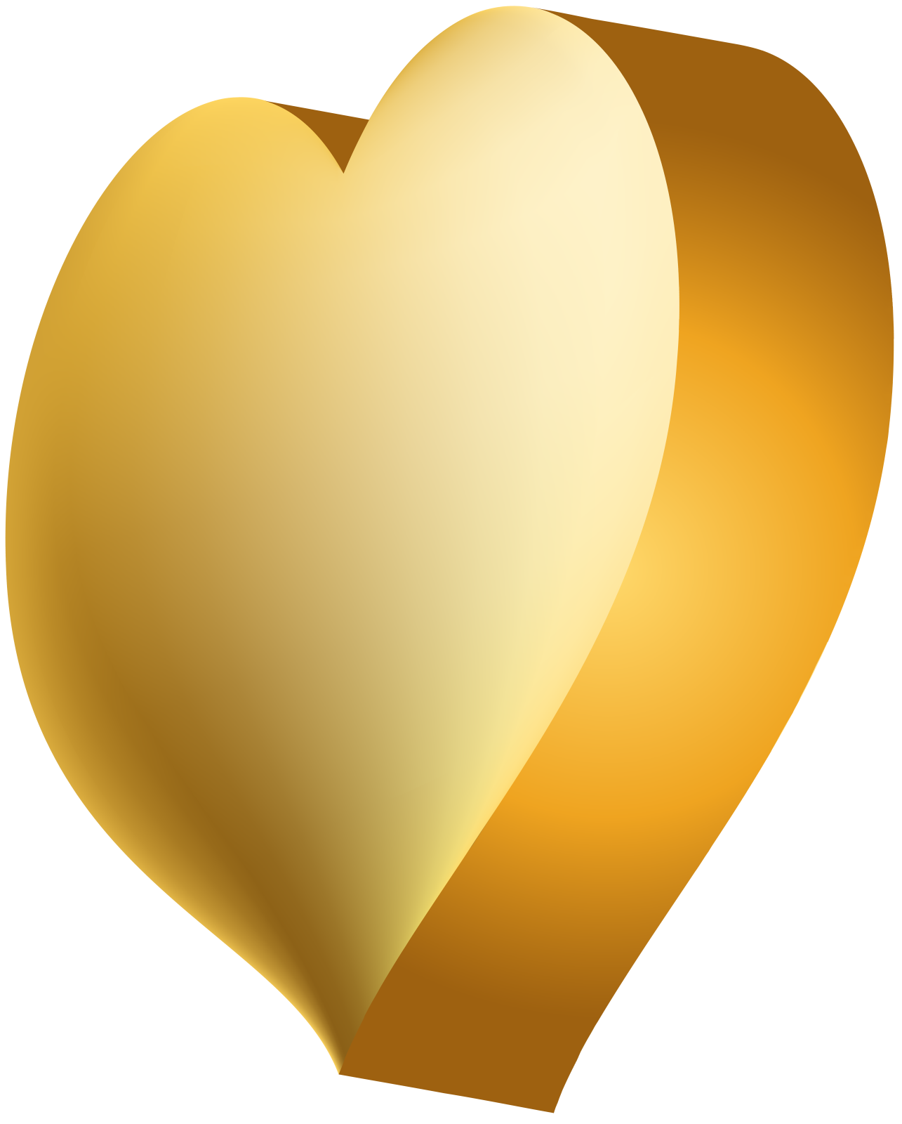 a golden heart with a white background