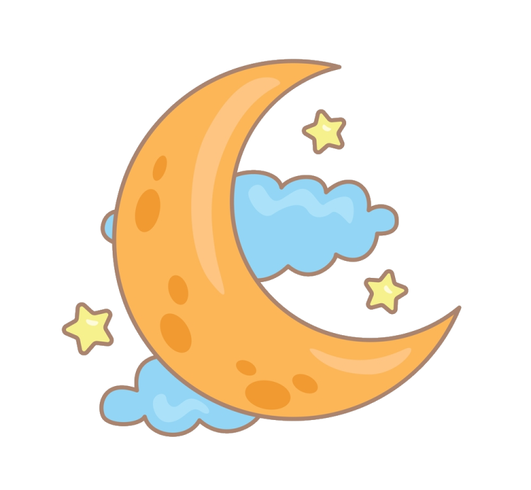 a cartoon moon with stars and clouds