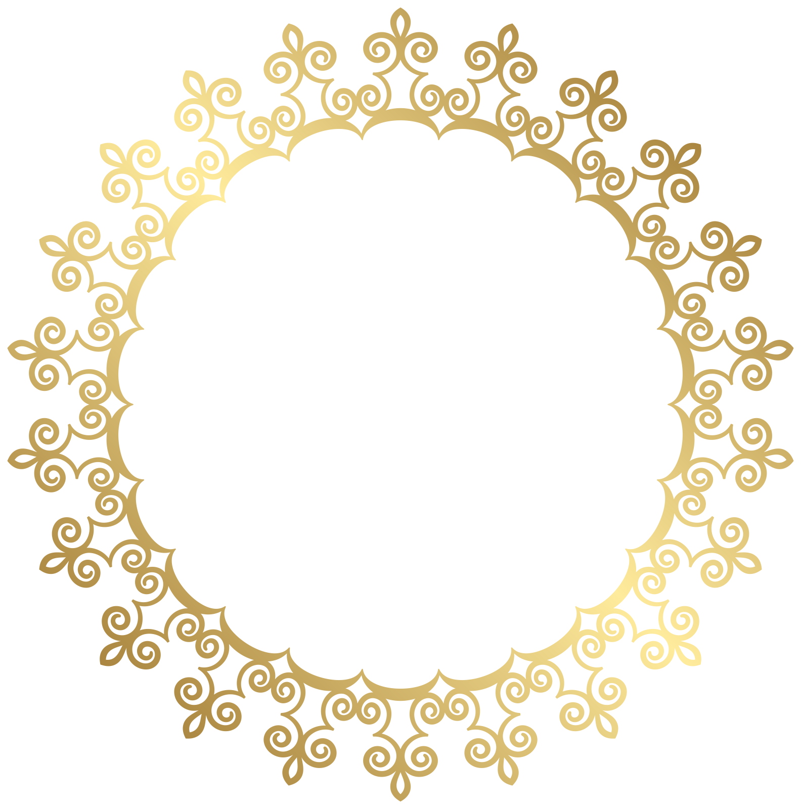 a circular frame with swirls in gold
