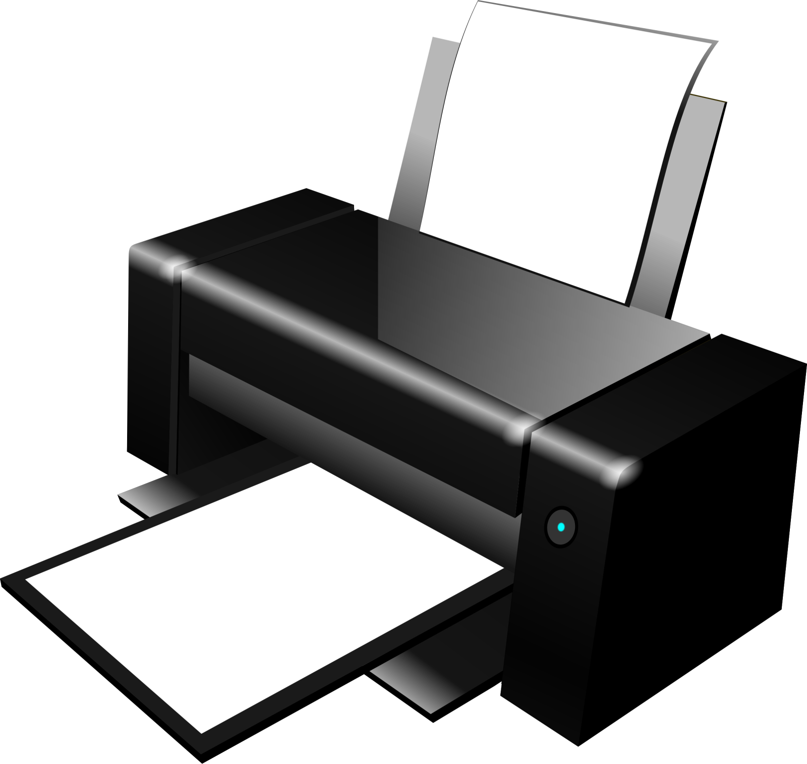 a black printer on a white background