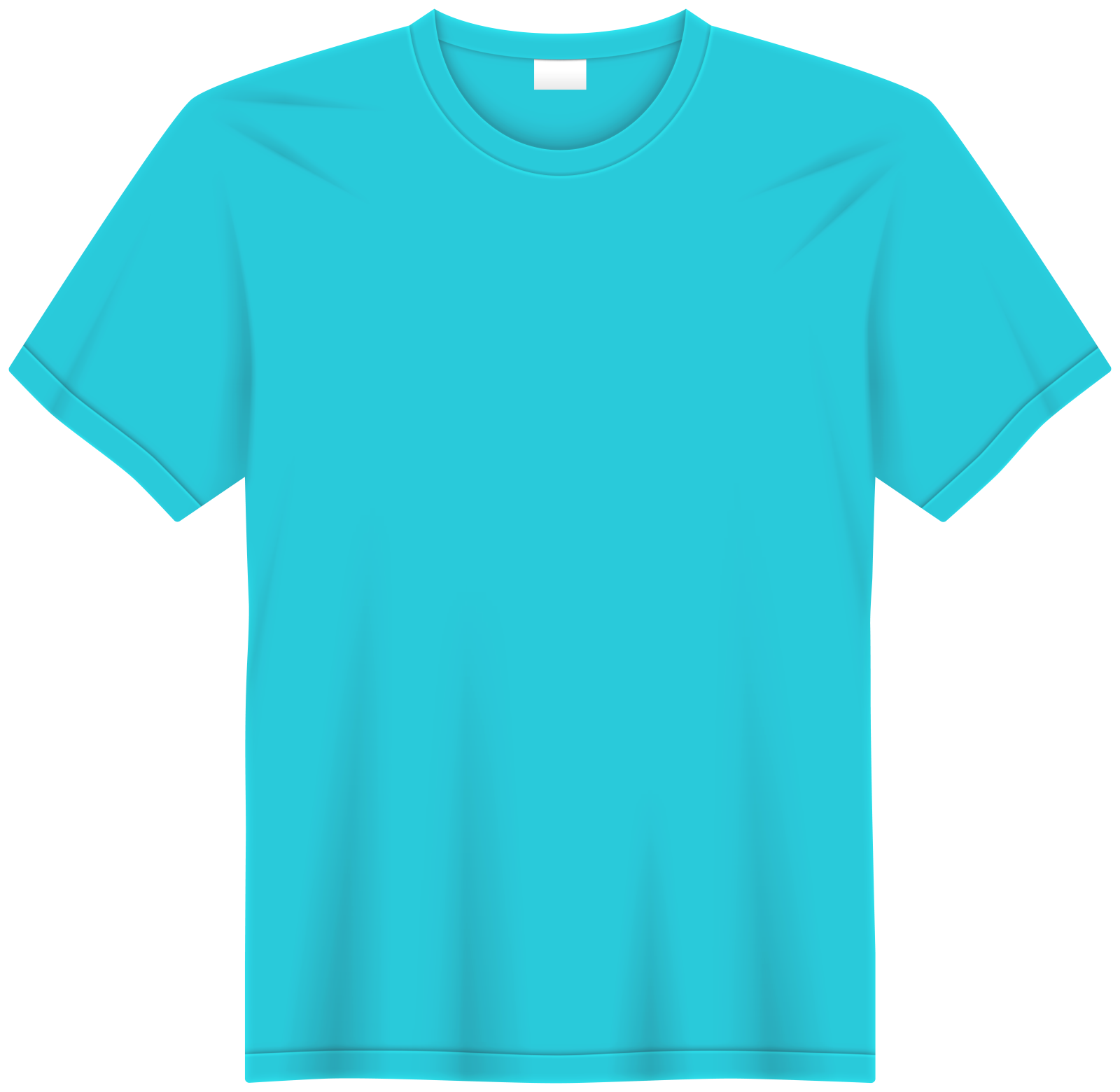 an aqua blue t - shirt on a white background