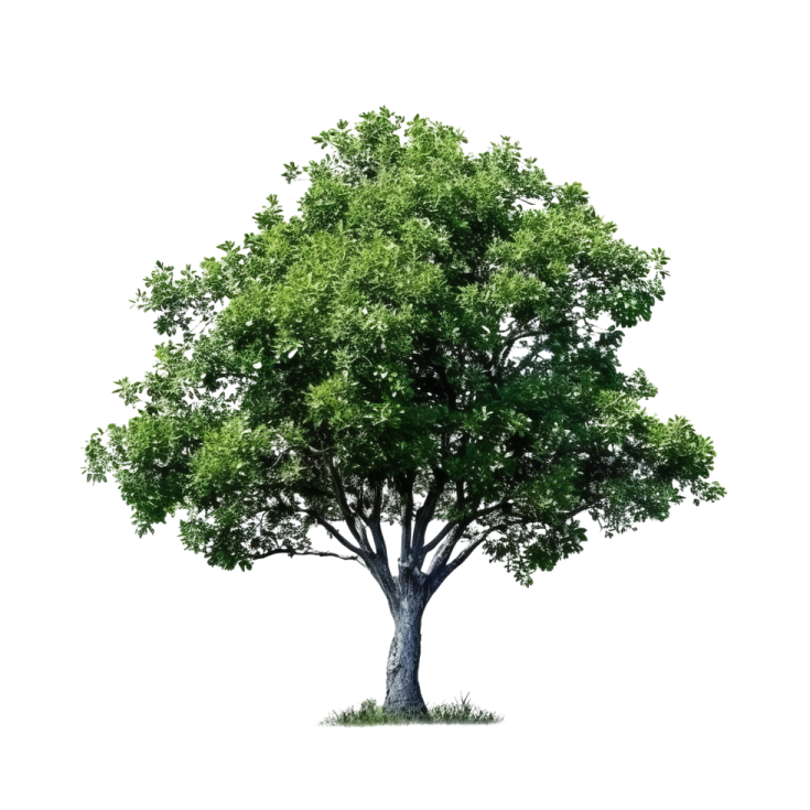 a tree with green leaves on a white background