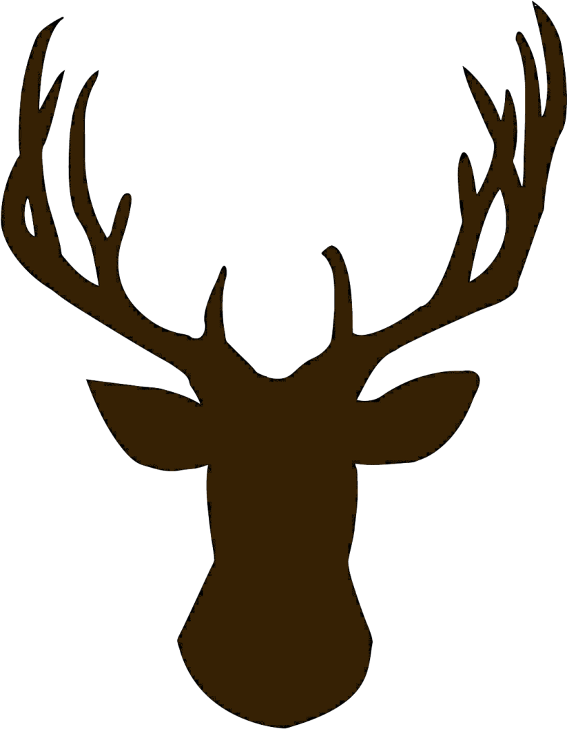 a deer head silhouetted on a white background