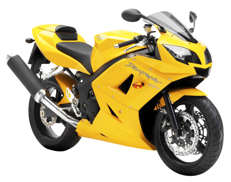 a yellow motorcycle on a white background