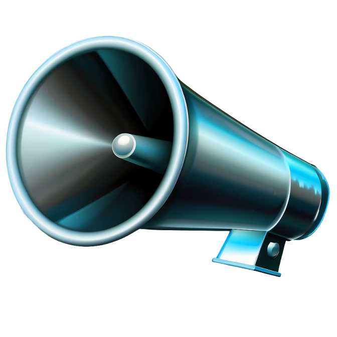a blue megaphone on a white background