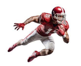 a football player running with the ball in his hand