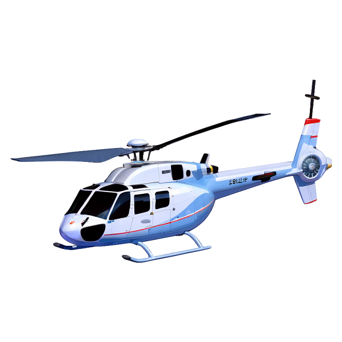 a white helicopter with red and blue trims