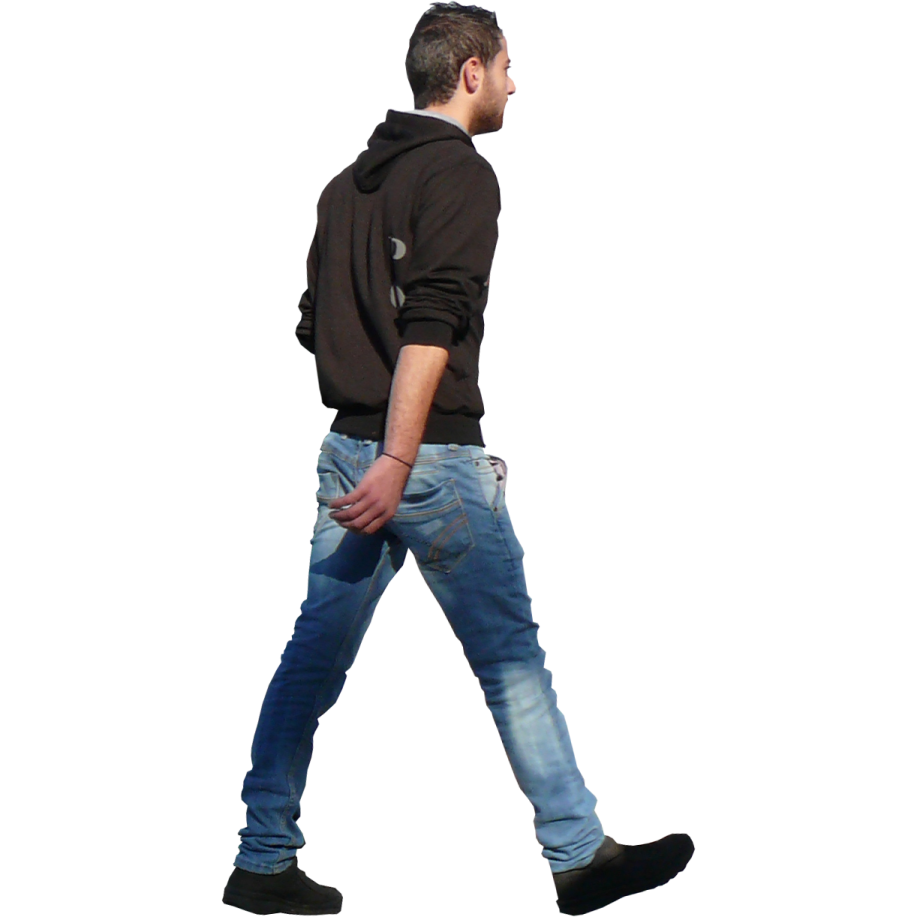 a man walking with his back to the camera