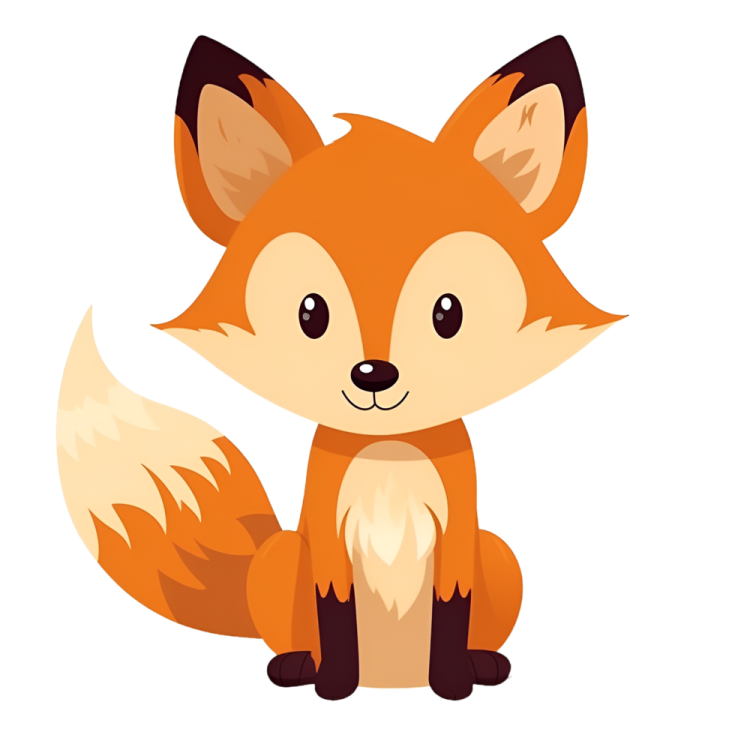 a cartoon fox sitting on the ground