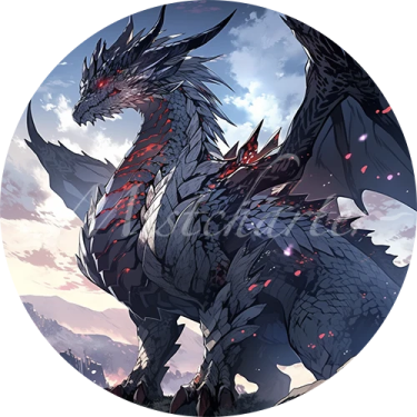 an image of a black dragon with red eyes