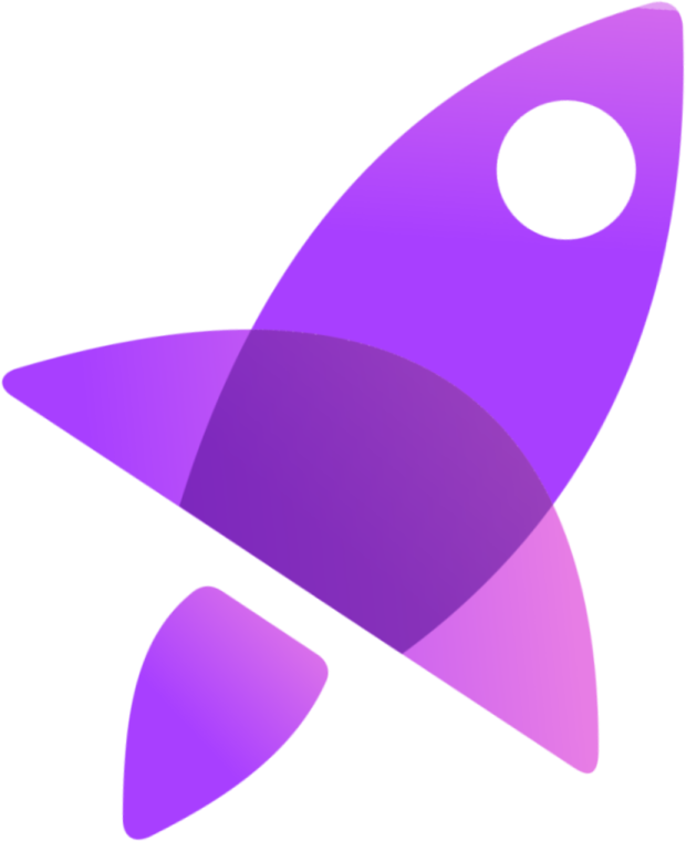 a purple rocket on a white background