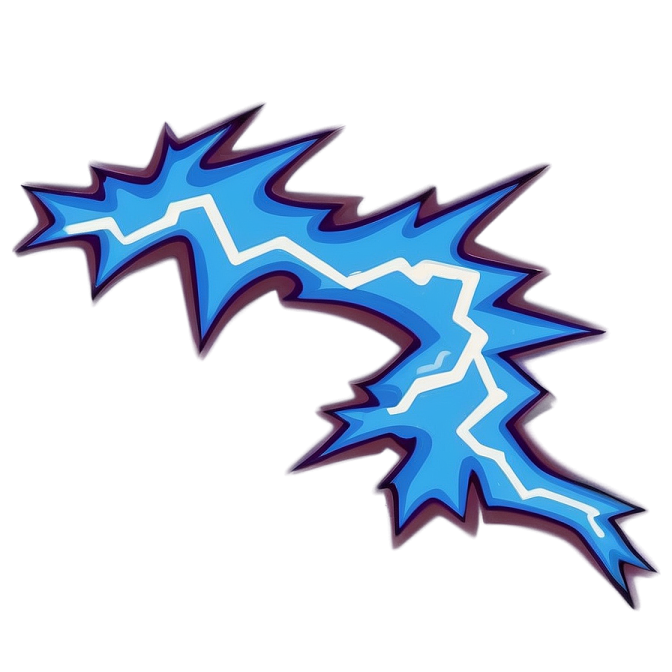 a pair of blue lightning stickers