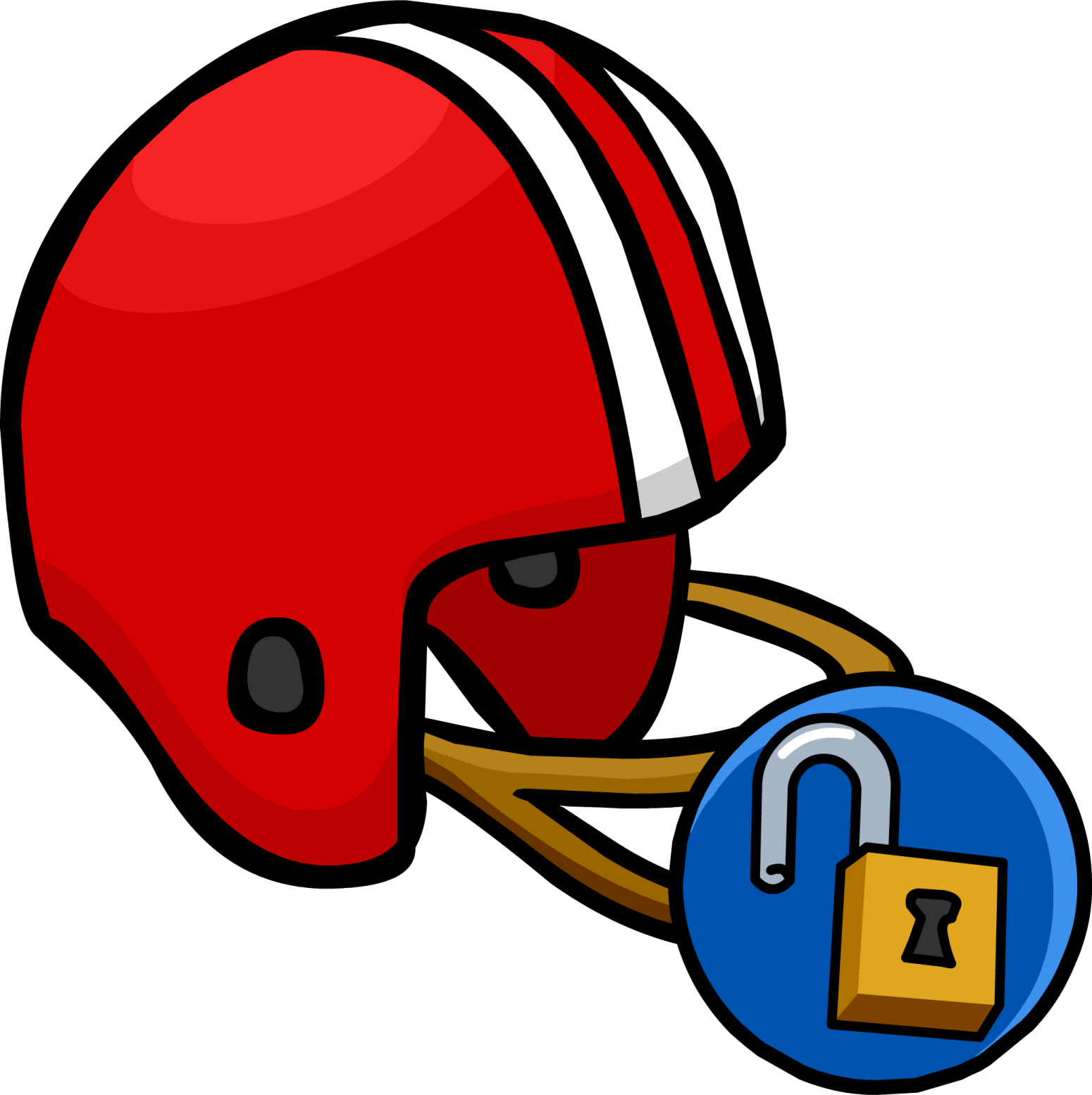 a helmet with a lock on it