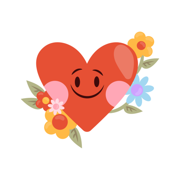 a heart with flowers around it