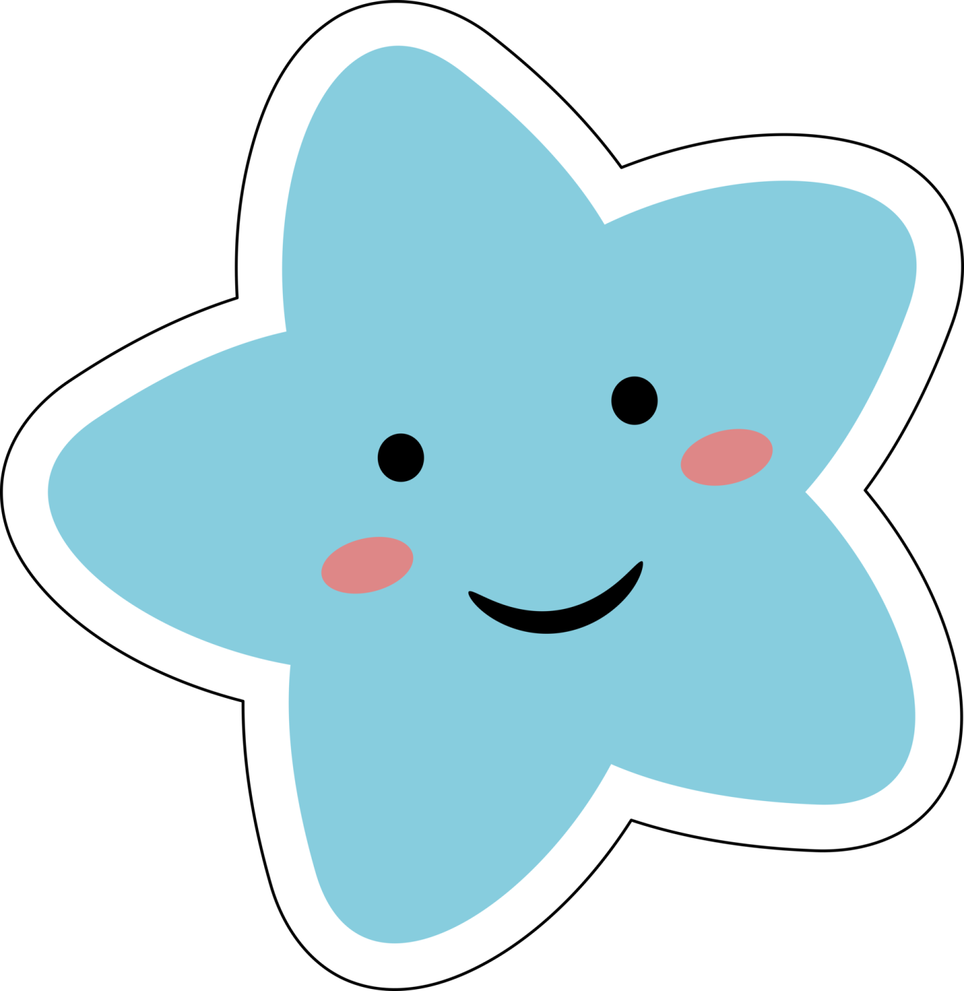 a blue star with a smiling face