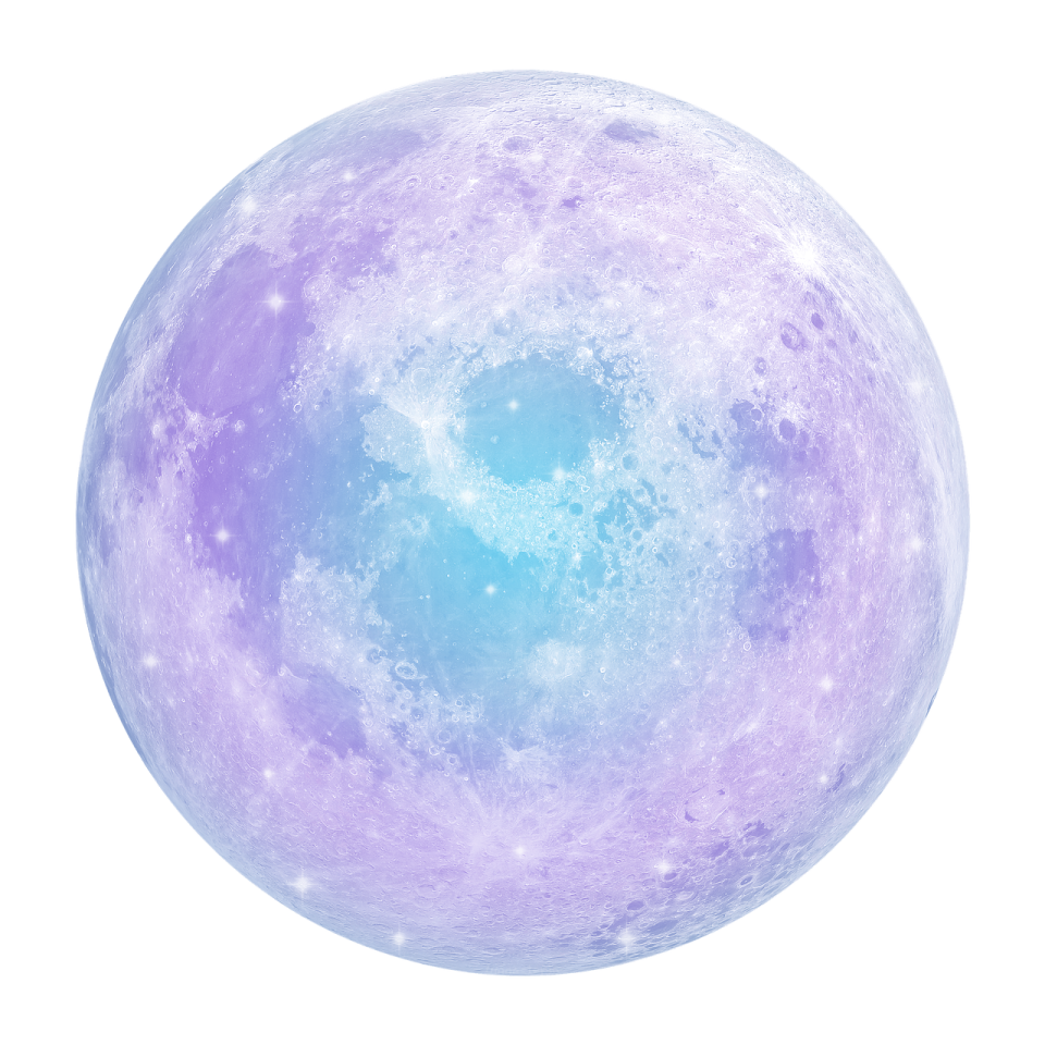 a blue and purple moon with stars