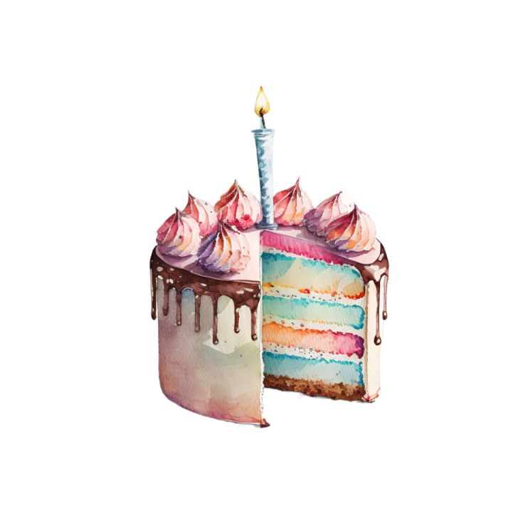 a piece of cake with a candle on top