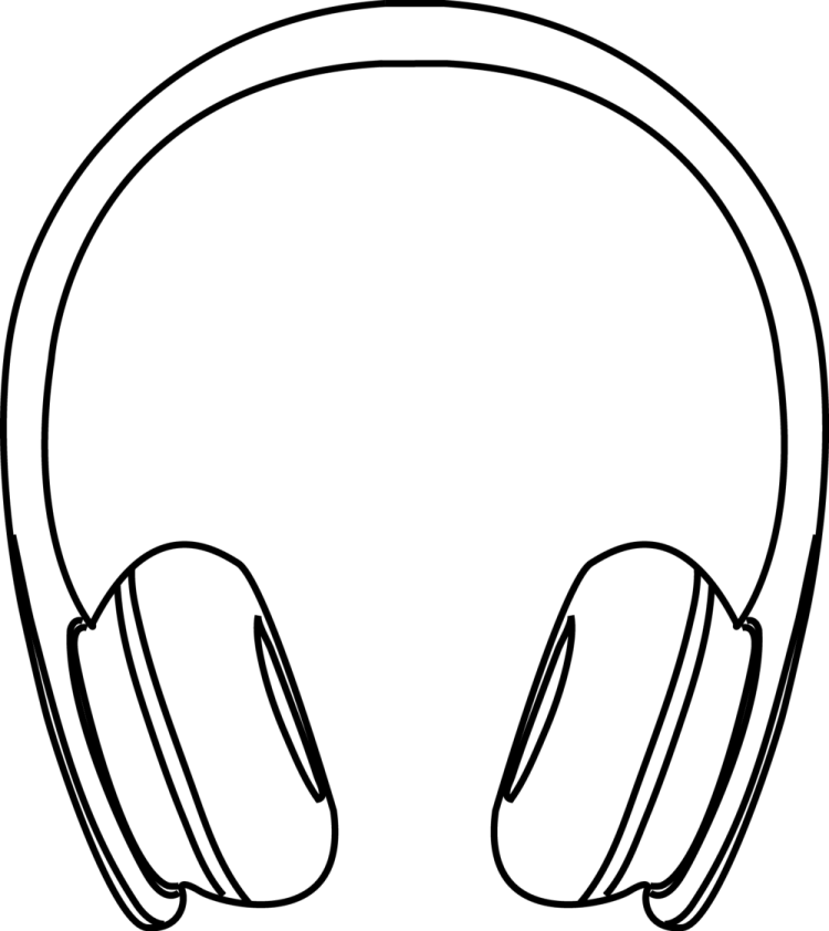 a black and white drawing of headphones