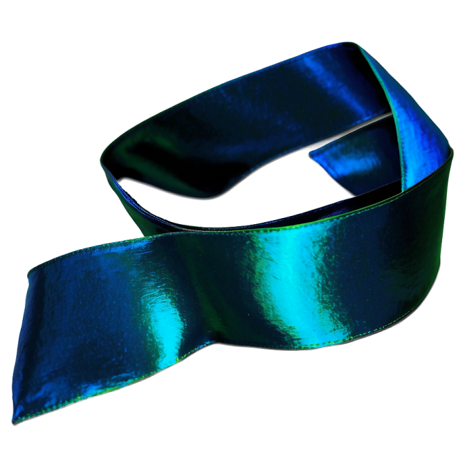 a blue and green ribbon on a white background