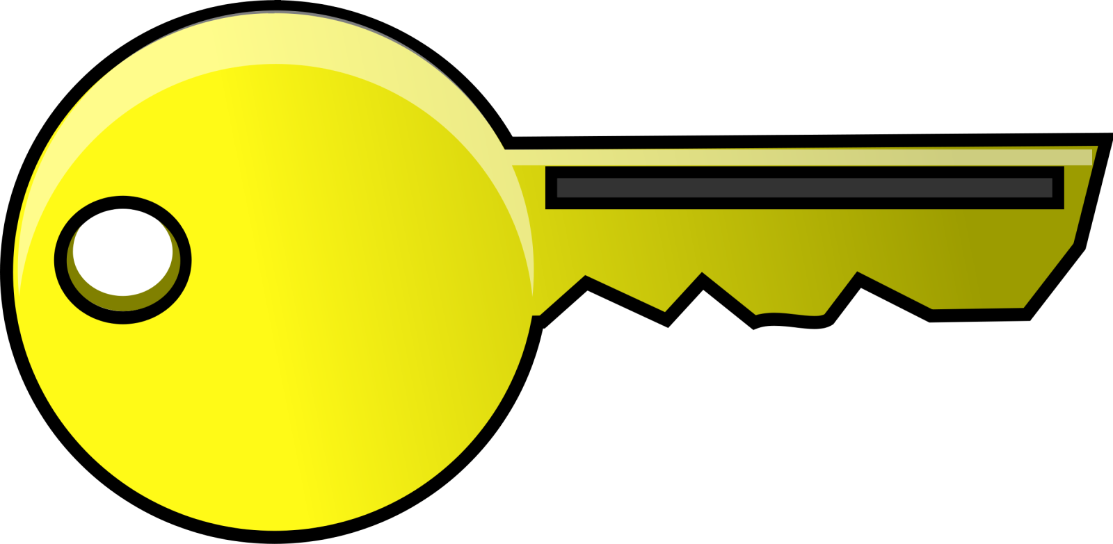 a yellow key with a black handle