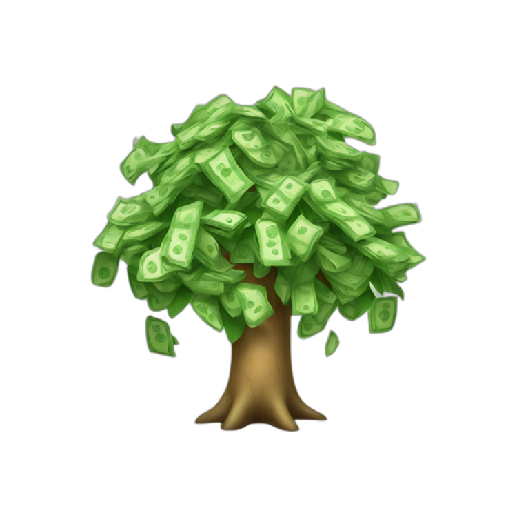 a money tree with dollar bills on it