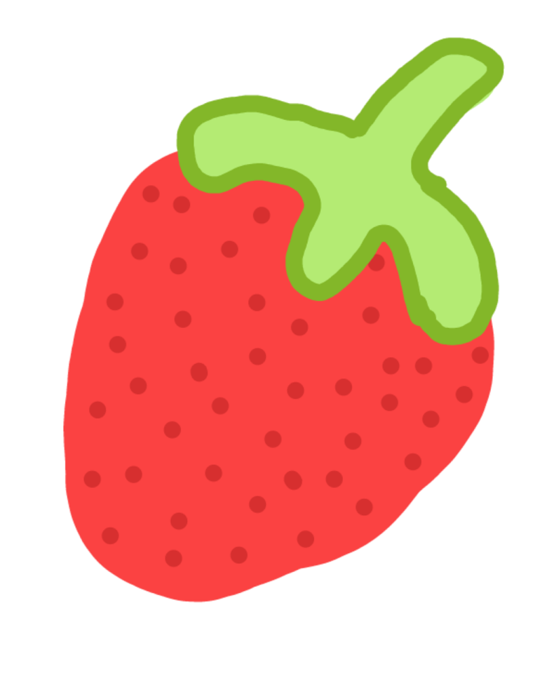 a strawberry with green paint on it