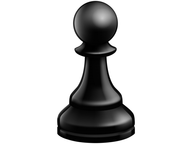 a black chess piece on a white background