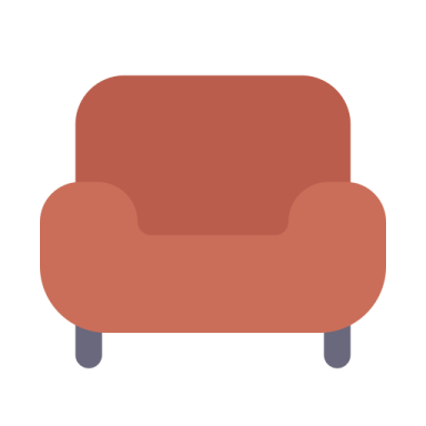 an orange couch with a white background