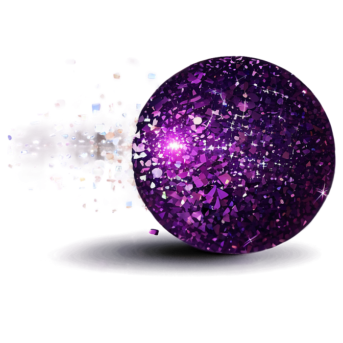 a purple glitter ball on a white background