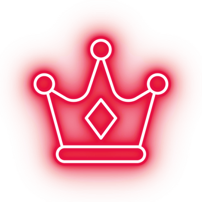a red crown icon with a white background